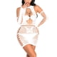 thumbnail image 2 of Vestido ajustado de encaje delgado encantador de malla para mujer, ropa de dormir ajustada con guantes, color blanco Inevent XX000051-01, 2 of 7
