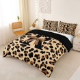 thumbnail image 2 of Castle Fairy Leopard Bow Letter R Queen Duvet Cover Set for Girls,Old Fashion Bedding,3 Pieces,No Comforter,Black Reversible, 2 of 5