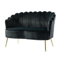 thumbnail image 4 of Velvet Futon Loveseat Sofa Upholstered 2 Seater Flower Shaped Golden Leg Home Living Room Bedroom Black, 4 of 9