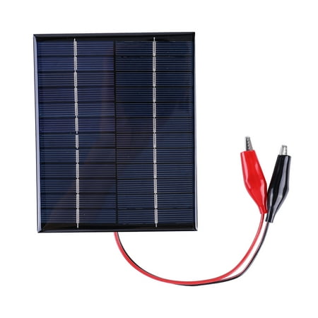 

5W 12V Solar Panel Polysilicon Epoxy Panel DIY Solar Epoxy Panel with Tiger Clip Outdoor Portable Environmental Protection Waterproof Charging Pad Rechargeable 9-12V Battery Street Lamp Fan