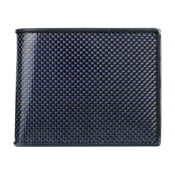 PARRIGAI Blue Real Carbon Fiber Wallet for Men RFID Blocking Men's Wallet Front Pocket Bifold Leather with Flip Up ID Window Luxury Gift Box, Gifts for Men