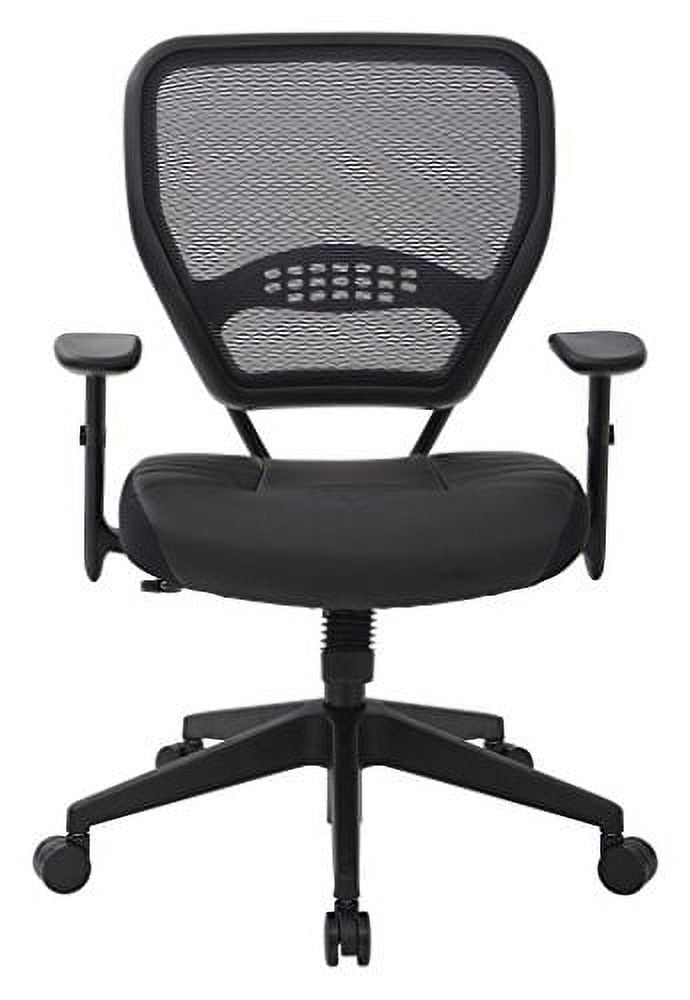 Managerial Chair Desk Chair, Adjustable Arms, 19" to 25" Height, Leather, Black 5700E