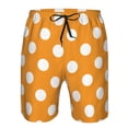 thumbnail image 3 of Balery Orange And White Polka Dot Traje de Baño Estilo Hawaiano para Hombre, Shorts de Secado Rápido con Bolsillos-Medium, 3 of 6