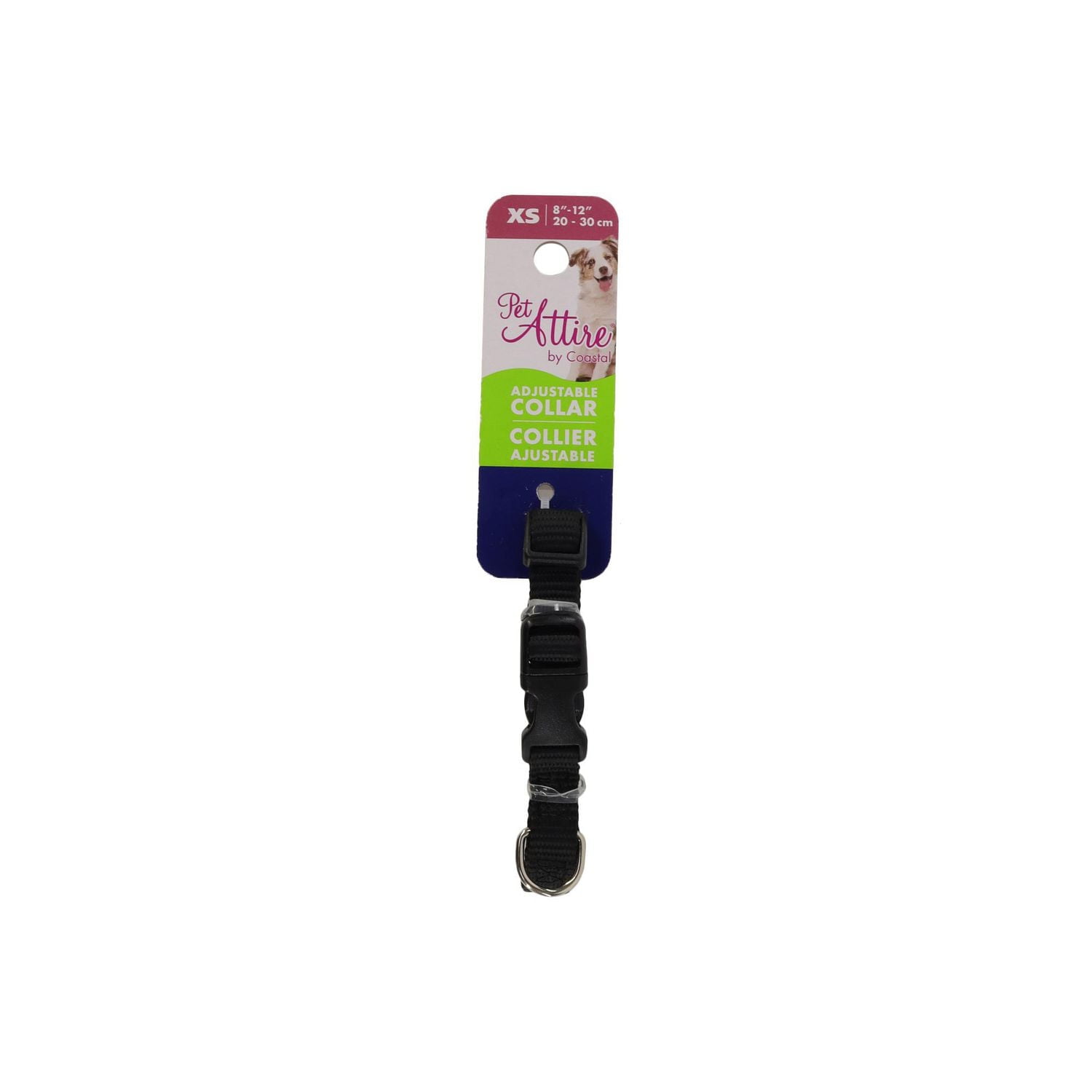 Pet Attire by Coastal Small 8-12" Black Adjustable Buckle Dog Collar, Small Adjustable Collar