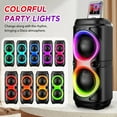 thumbnail image 2 of Portable Bluetooth 5.0 Speaker - Dual 4-inch Drivers HiFi Bass, 7 RGB Colors 3 Modes, Karaoke with Mic, TWS Stereo, USB/TF/FM, Built-in Handle & Phone Holder for Party/Indoor/Outdoor, 2 of 9