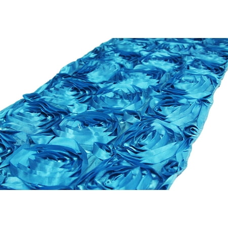 

Wedding Rosette SATIN Table Runner Approx. 12 x106 Material: 100% Polyester - Aqua Blue