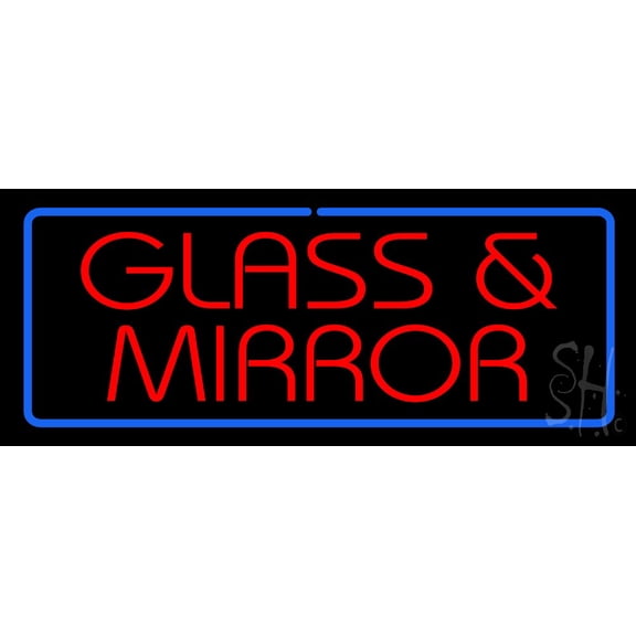 Glass and Mirror LED Neon Sign 13" Tall x 32" Wide - inches Black Square Cut Acrylic Backing, with Dimmer - Premium built indoor Sign for Storefront, Store interior, Exhibition, Decor.