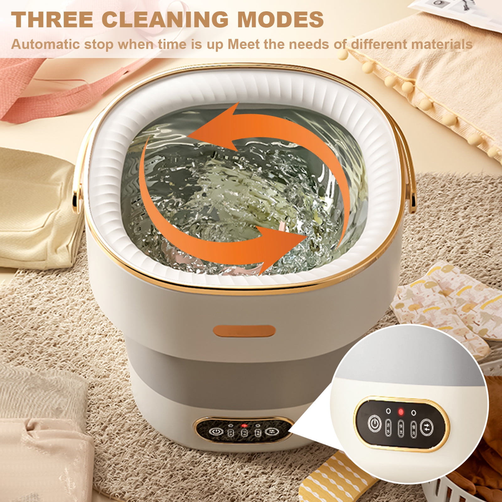 Portable  Washing Machine, 13L Fully Automatic Mini Washing Machine And Dryer, 3 Cleaning Modes, Collapsible Camping Washing Machine For Dorm, Travel