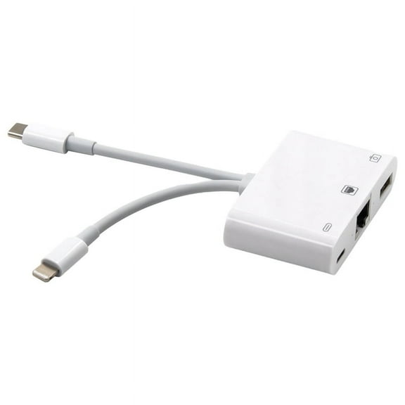 RJ45 Ethernet Adapter Network Adapter, with Charge Port and USB Port, Plug and Play, 100Mbps Ethernet Network,1 x RJ45 Ethernet Adapter Network Adapter,White