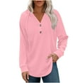thumbnail image 7 of Enjoytime Hoodies for Women Solid Color Long Sleeve Button Down Sweatshirt Lightweight Casual Trendy Pullover Sweatshirts Hot Pink S, 7 of 7