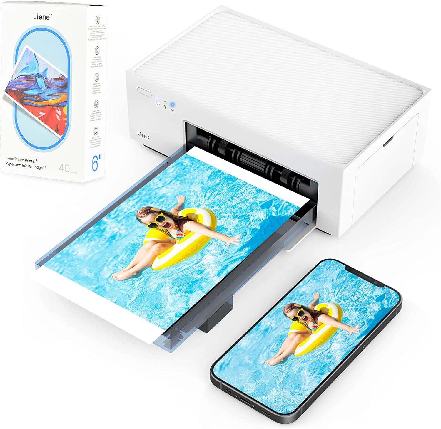 LWLIUANG 4x6'' Photo Printer Bundle (60 pcs +2 Ink Cartridges), WiFi