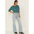 thumbnail image 2 of Patrons Of Peace Women's Woven Lace Smocked Bottom Blouse Blue Large  US, 2 of 4