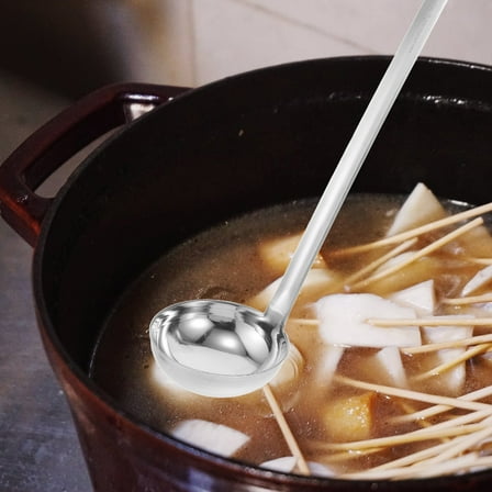 Masteelf Stainless Steel Soup Ladle with Long Handle and Hook Design for Kitchen Use 1-20 Ounce