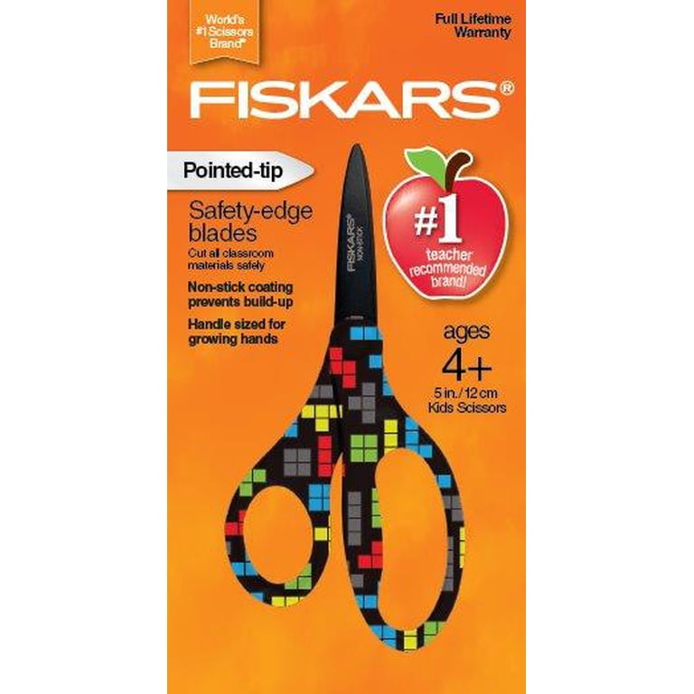 Fiskars Designer Non-stick Pointed-tip Kids Scissors 5 in - Tetris