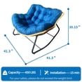 thumbnail image 2 of Outdoor Egg Rocking Chair, Indoor Papasan Rocking Chair with Thick Cushion, Modern Lounge Rocker for Balcony, Living Room, Bedroom, Porch, Lawn, Garden (Dark Blue), 2 of 10