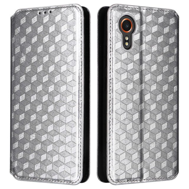 Funda tipo cartera para Samsung Galaxy Xcover 7, de cuero con estampado de rombos, s202412245474