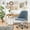 Blue, variant on Colorful Linen Desk Chair, Comfy Thick Seat with Swivel Wheels, Armless Task Chair, Dark Gray