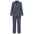 thumbnail image 5 of BRELIL Women Plus Size Two Piece Set V Neck Long Sleeve Blazer Wide Leg Pants Matching Lounge Sets Solid Elegant Business Casual Tracksuit Office Wear, Gray M, 5 of 8