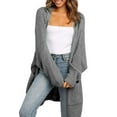 thumbnail image 2 of Coloody Womens Open Front Slouchy Sweaters Long Batwing Sleeve Oversized Knit Cardigans with Pocket, 2 of 4
