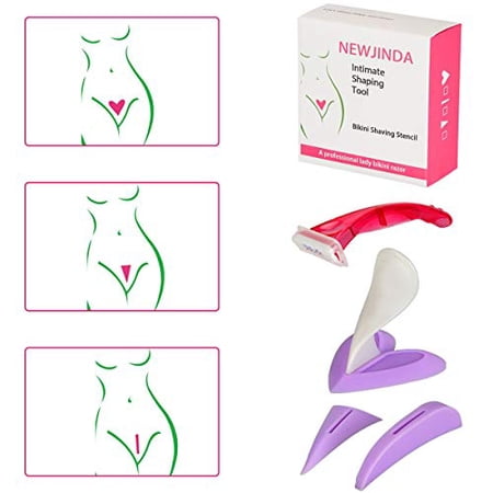 [Special Styling Tools]Bikini Trimmer Shaver for Women,Pubic Hair Razor and Bikini Shaving Stencil Private, 3 Shapes(Heart Straight Triangle)