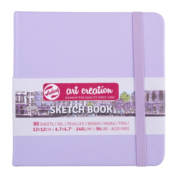 Talens Art Creation Sketchbook, Drawing Notebook, 4.7 x 4.7 inches (12 x 12 cm), Pastel Violet
