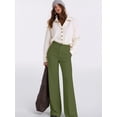 thumbnail image 5 of Women Wide Leg Pants Summer High Waisted Business Casual Work Dress Pants Trousers Slacks Green L, 5 of 9