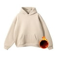 thumbnail image 2 of Momasggi Oversized Hoodies for Men Fall Winter Fleece Pullover Tops Baggy Long Sleeve Drop Shoulder Sweatshirts Big and Tall Solid Color Hooded Sweatshirt with Pockets Beige 5XL, 2 of 9