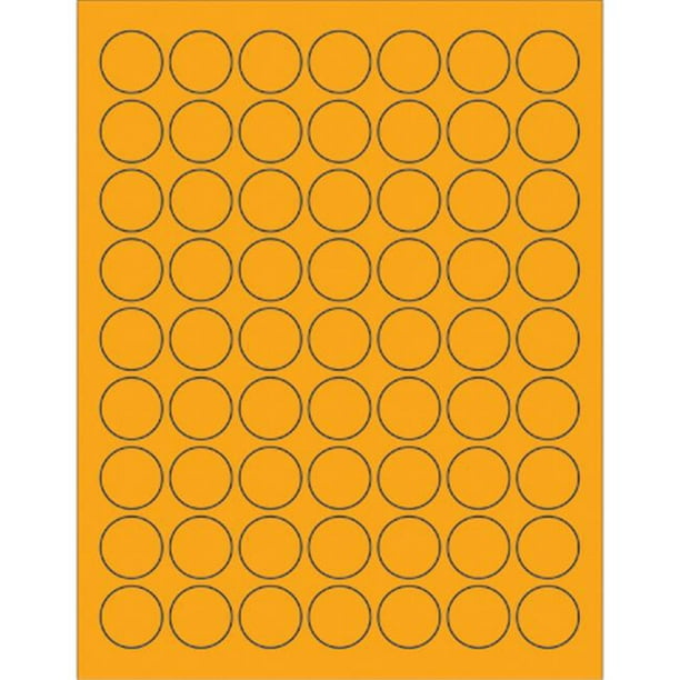 Boîte Partners LL191OR 1 in. Fluorescent Orange Cercle Étiquettes Laser - Pack de 6300