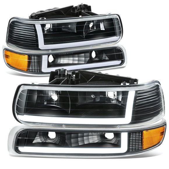 Faros delanteros DNA MOTORING con lente transparente con reflector ámbar Silverado 1500/2500 HD 99-02