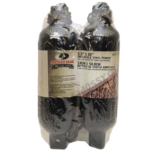Mossy Oak Boat Fenders MOM30000 | 5 1/2 x 20 Inch Black Bumper (2 PK)