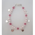 thumbnail image 2 of Baby Bracelet Pink Pearls and Pink  Crystals with hanging flat hearts (BSH), 2 of 3