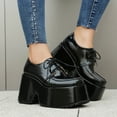 thumbnail image 3 of YOWMNS Women's Stylish Platform Chunky Shoes Flatform Lace up Brogue Shoes, 3 of 5