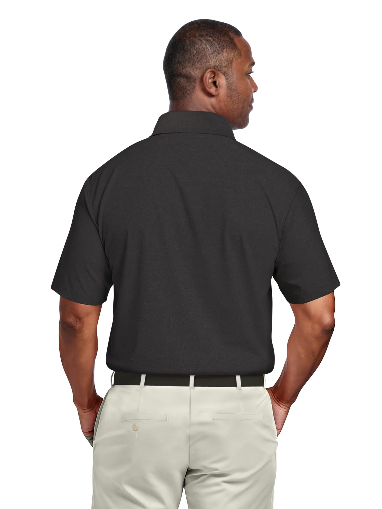 Ben Hogan Men's & Big Men's Performance Heather Chest Striped Print Short Sleeve Golf Polo Shirt, Sizes S-5XL
