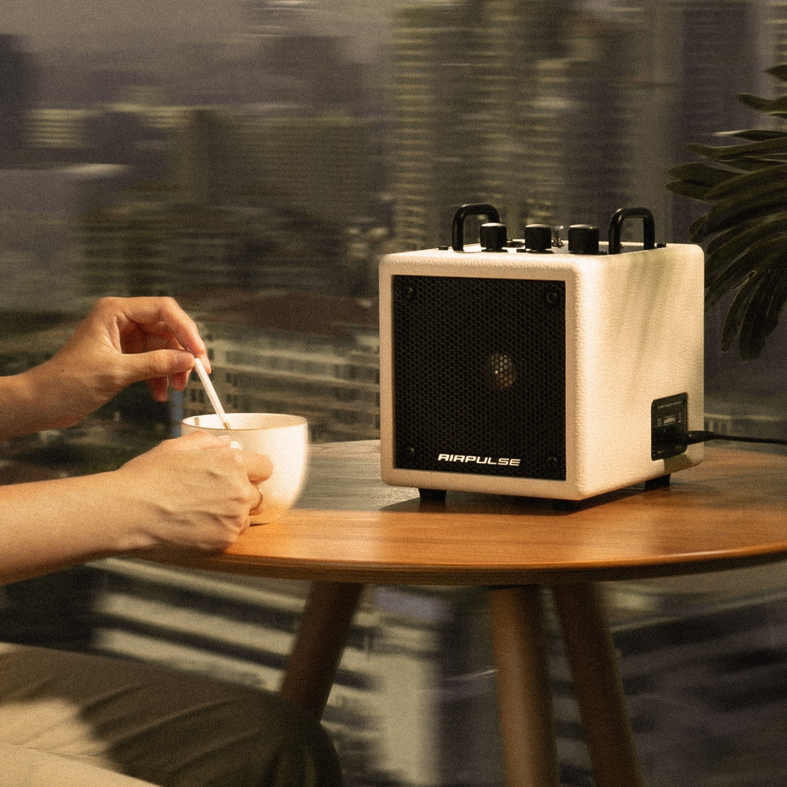 Airpulse Edifier Powered Bluetooth Speaker, Compact Countertop Speaker with Aux Line Input for Home Office Party - White