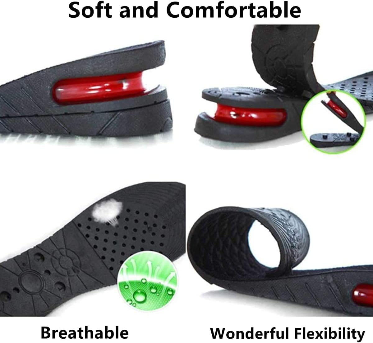 Height Increase Insoles for Men, 4 Layers Shoe Height Inserts to Make You Taller, Multi-Layer Invisible Boosting Lifts Soles for Women Kit with Air Cushion Heel Height 3.54 Inch
