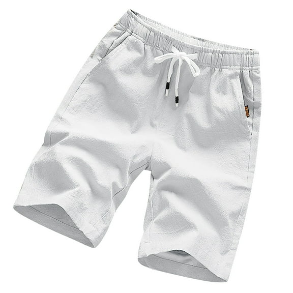 50% Off Clear! asdoklhq Mens Plus Casual Pants,Men Casual Drawstring Solid Color Cotton and Linen Five Points Pants