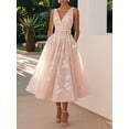 thumbnail image 2 of otnbgsr Womens Floral Midi Dress V Neck Sleeveless A Line Wedding Guest Dress Elegant Fit and Flare Cocktail Party Dress, 2 of 7