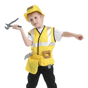 Construction Worker Costumes for Boys, Kids Builder Dress Up with Tool Set for Kids Pretend Role Play, Halloween Birthday Gift 3 4 5 6 Years Old