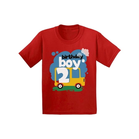 Awkward Styles Birthday Boy Toddler Shirt Toy Truck Birthday Shirt for 2 Year Old Boy Birthday Gifts for Toddler Boys 2nd Birthday Party Outfit Truck Themed Birthday Party Cute 2nd B-Day T Shirt