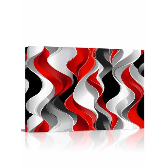 Red Black Grey Wall Art for Living Room, Canvas Picture Wall Decor for Bathroom Bedroom, Moire Modern Artwork Abstract Painting Artwork for Office Kitchen Hallway Dining Room Home Decorations 16"x20"