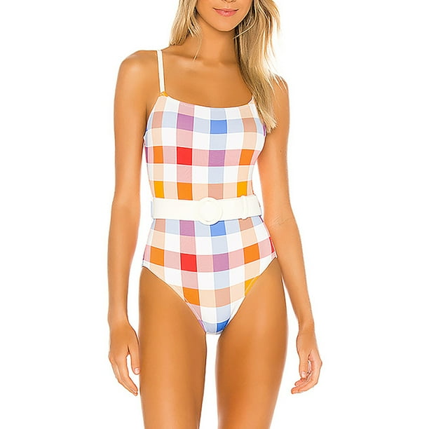 Swimsuit for Women Womens Plaid One piece Bikini Sets O neck Swimwear