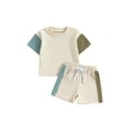 thumbnail image 1 of Fortune Infant Boys Summer Contrast Color Short Sleeve T-Shirts Elastic Waist Shorts 2Pcs Set, 1 of 6