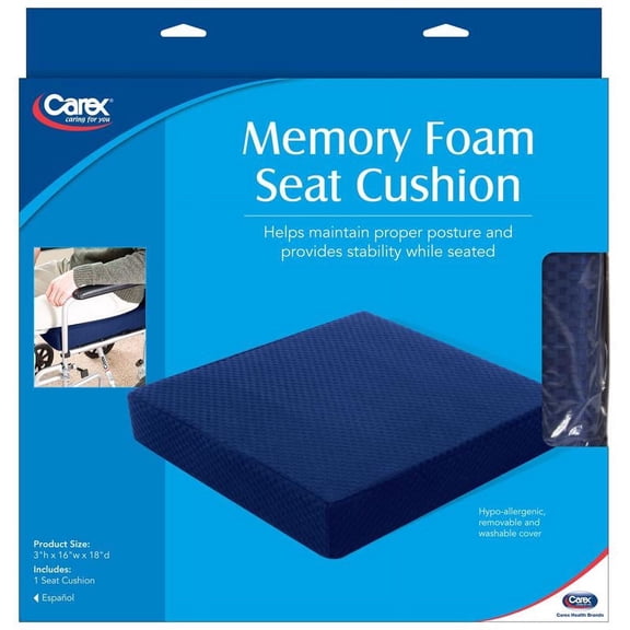 Carex Memory Foam Seat Cushion for Kitchens, Offices, Cars and Outdoors, Navy Blue
