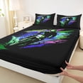 thumbnail image 4 of Castle Fairy Bold Off-road Bike Bed Sheets 4pcs for Kids, Ink Splash Detail King Sheets for Bedroom, Emerald Violet, 4 of 6