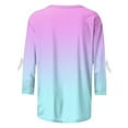 thumbnail image 5 of LEKWK Long Sleeve Tops for Women Casual Slim Fit Crew Neck Long Sleeve Shirts Regular Fit Blue Gradient Ombre Casual Tops Bow Knot Sleeve Detail Spring Daily Outfits, 5 of 6