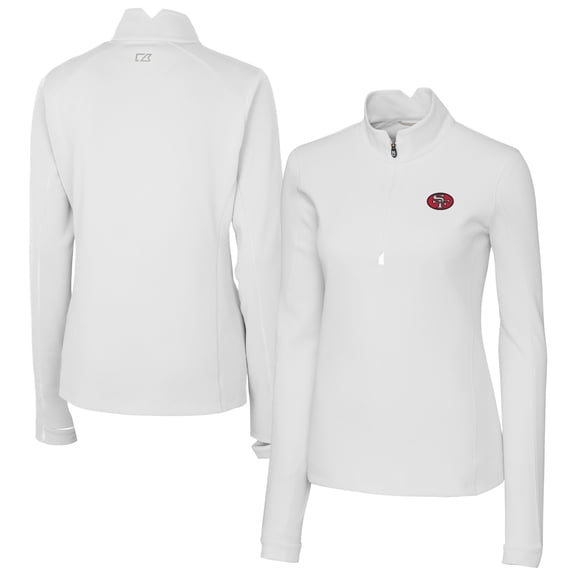 Women's Cutter & Buck White San Francisco 49ers Traverse Stretch Quarter-Zip Pullover Top