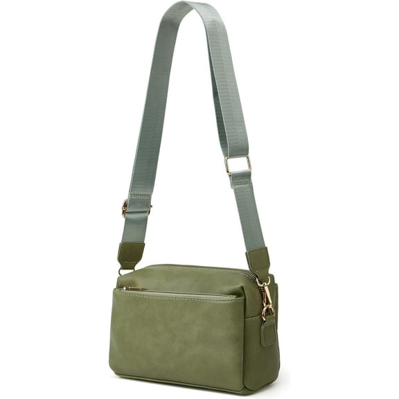 Small Casual Crossbody Bags for Women PU Leather Trendy Outdoor Shoulder Bags Retro Purses with Wide Strap