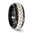 thumbnail image 3 of Edward Mirell Black Ti  Sterling Silver Beveled 9mm Band EMR189, 3 of 5