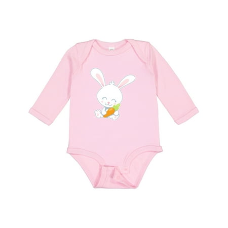 

Inktastic Cute Easter Bunny Holding Carrot Gift Baby Boy or Baby Girl Long Sleeve Bodysuit