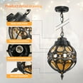 thumbnail image 3 of Flybling Globe Outdoor Pendant Lights,Vintage Exterior Hanging Pendant Light Fixtures with Adjustable Chain, Aluminum Black Outdoor Chandelier for Porch, Gazebo, Entryway,No Sensor,General C108, 3 of 3